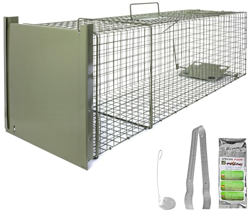 Petigi Lebendfalle Grün Drahtfalle Marder Lebend Wiesel Garten Kaninchen Abwehr Umsiedeln Falle Haus Zubehör Ratte Vertreiben Dachboden Rattenfalle 102 x 29 x 31 cm