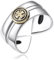 Bague ouverte pour homme en argent sterling S925 avec chevalière croisée plaquée or, décoration de fleur de lys faite à la main, bague réglable, accessoires de bijoux