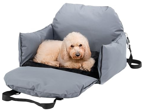 Ferplast Borsa Trasportino Cane, con Tracolla e Maniglie, Cuscino Reversibile, Fissaggio al Sedile e Moschettone Magnetico, 52 × 46 x h 35 cm, CRUISER Borsa Cane e Trasportino Cane Auto, Grigio