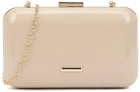 A2ZUKFASHION Pochette da donna in vernice a tracolla, rigida, compatta, da sposa, da sera, Nude