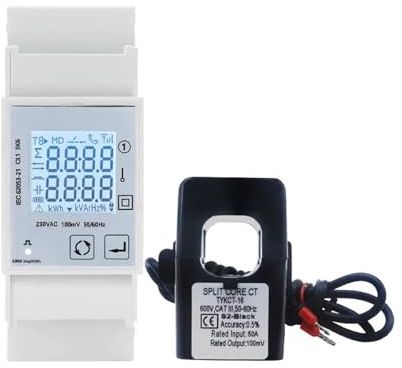 Digitaler integrierter Zähler, SDM2100CT Leistungs- und Energiezähler, einphasiger Stromwattmeter, 50 A/100 MV, 230 V, RS485-Puls-/Modbus-Ausgang, KWh, VA, PF für PV