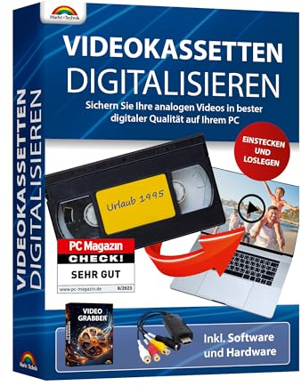 Videokassetten Digitalisieren - analog Audio und Video Konverter - VHS Kassetten digitalisieren - von jeder analogen Quelle - VHS, VCR, DVD Video Rekorder für Windows 11 / 10 / 8 / 7