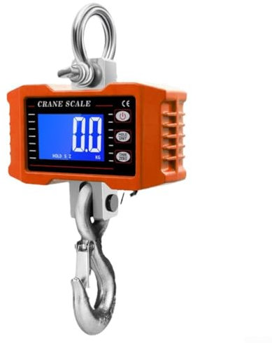 Digitale Hängewaage, Aluminium, digitale Hängewaage, 1000 kg, industrielle Kranhakenwaage mit LCD-Hintergrundbeleuchtung für Wharf, Wiegen, Angeln (orange)