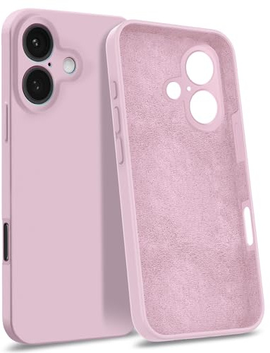 MyGadget Custodia in Silicone compatibile con iPhone 16 [Quadrupla Protezione] - Case Rigido con Fodera in Microfibra - Cover Rosa