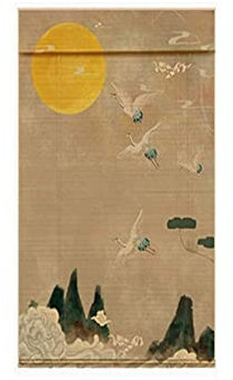 Rollo Bambus Bambusrollo Vorhang Raffrollos Drucken Muster Hängendes Gemälde Weben Ordentlich Schattierung Sonnencreme Japanischer Stil, Anpassbar(A,150X300CM)