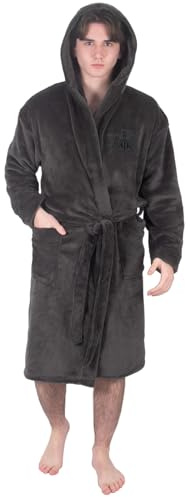 Newcastle United FC Official Gift Mens Dressing Gown Fleece Robe Grey Small