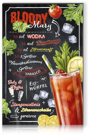 Cocktail Rezepte 20x30cm Alu Schild Deko Metallschild Dekoration für Bar Theke Pub Küche Cafe Geburtstag Geschenk Rezept RV003 (21 Bloody Mary)
