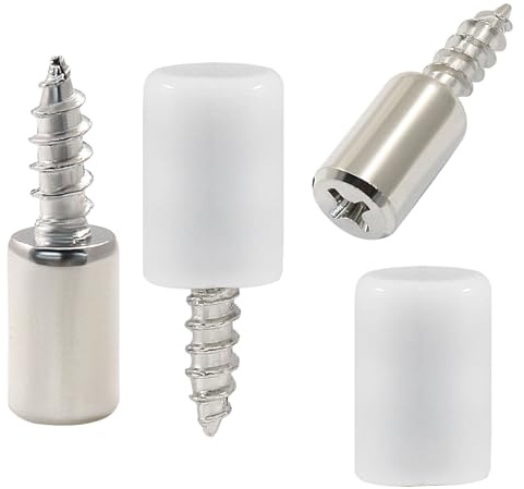 LifCratms 30 Stück Regalstütze, selbstschneidende Schrauben mit weißer Anti-Rutsch-Hülse, Regalstifte für Küchenschrank, Schrank, Bücherregal, Schrank, Möbel und Glaskoffer