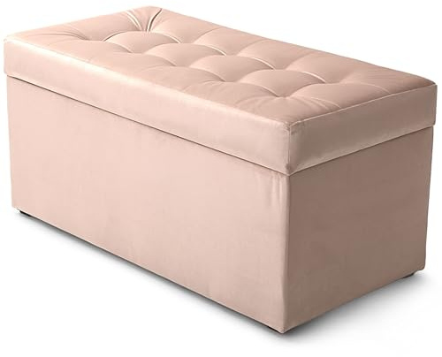 MG Design Pouf contenitore imbottito 45 × 90 cm Oro rosa – capacità ca. 100 L, fino a 300 kg, seduta morbida, struttura solida, già montato e facile da pulire