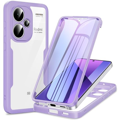 Phoona Cover per Xiaomi Redmi Note 13 Pro Plus 5G con Pellicola Protettiva Trasparente, Antiurto Silicone Custodia 360 Gradi Full Body Protezione, AntiGraffio Cover per Redmi Note 13 Pro Plus, Viola