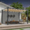 PURPLE LEAF Pergola avec Guirlande Lumineuse Exterieure Pergola Jardin Exterieur 4 x 2,7 m Tissu Teint en Fil, Pergolas Aluminium Toit Rétractable, Kaki
