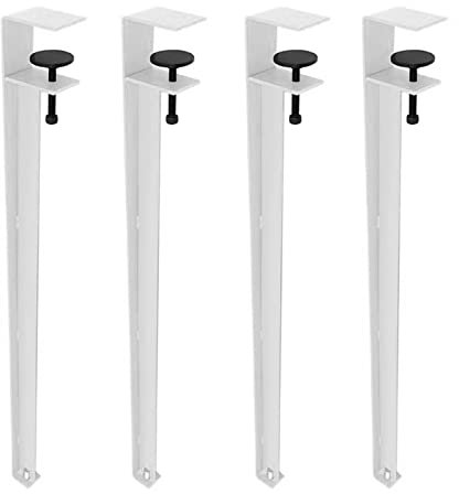 KHLMSRXJ 4 Pcs F-shaped Clamp-on Table Legs,Adjustable Table Leg,Breakfast Bar Legs,Worktop Support Leg,for Work Table Coffee Table Bar Table,No Punching Design (40cm,White)