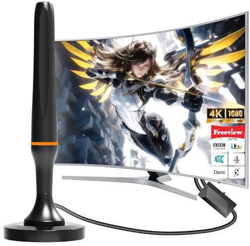 2025 Highest TV Aerial - Indoor TV Aerial for Smart TV with Signal Booster High Gain Freeview 420 miles+ TV Strong Signal Antenna- TVs 4K 1080P HDTV & VHF/UHF/DAB Radio and Portable All Compatible