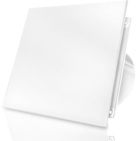 DOSPEL Badezimmer Ventilator 100mm - Wandventilator mit Hygrostat und Timer - Leise, Energiesparend - Wandmontage - Weiß Lüfter Für WC, Bad und Küche