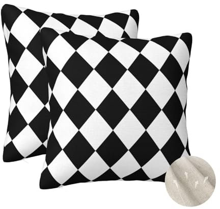 2 Stück Kissenbezug 30x30 cm Dekokissen, Kissen Schwarz und Weiß Kissenbezüge, Leinen Sofakissen Lendenkissen, Kissenbezug Geometrie Pillow Case Zierkissen für Stuhl Couch Wohnzimmer Deko -zt173