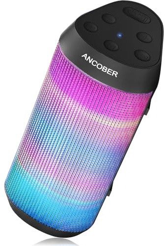 Bluetooth Speaker, Portable Wireless Speaker, 15W Stereo Sound, IPX4 Waterproof with Cold Lights, TWS Pairing, BT5.3/AUX IN for Outdoor/Indoor/Party/BBQ/Shower, Electronic Gadget