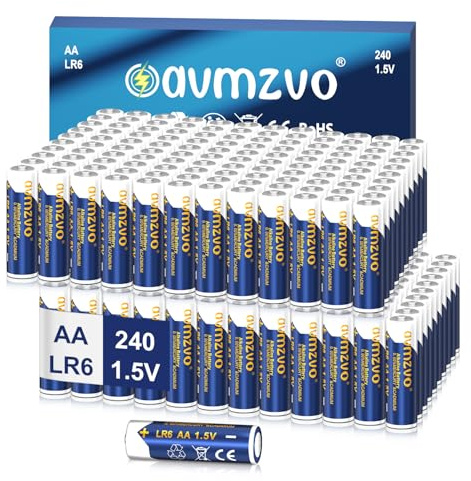 avmzvo Batteries AA Pack of 240, LR6 Batteries 1.5 V, Alkaline, Long Lasting Power