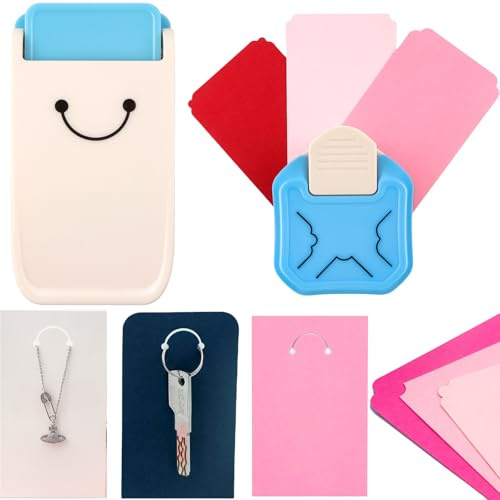 2 Pcs Paper Punch, Earring Hangtag Hole Puncher and 3-in-1 Decorative Corner Punch for DIY Projects, Keychain Jewelry Display Card Making, Scrapbooking, Cardstock, Business Card, Arts Crafts