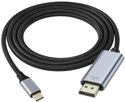xruc USB C to DisplayPort Cable 8K@60Hz 4K@144Hz, 2M DisplayPort to USB C Lead Type C Thunderbolt 5/4/3, Type-C toward DP 1.4 Cable Compatible with MacBook iPad Pro iPhone 16 Mac mini M4 Surface Pro