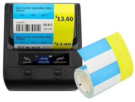 ERETYRET DP30S 80 Mm Tragbarer Mini-Thermodrucker Mit 2 Rollen Black Mark Label Sticker BT Barcode Maker Klare Druckergebnisse(DP30S 2Roll 75x38T)
