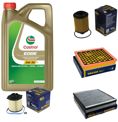 EISENFELS Inspektionspaket enthält 5 L Motoröl EDGE 5W-30 C3 Ölfilter Luftfilter Innenraumfilter Aktivkohlefilter Kraftstofffilter für Insignia A Sports Tourer G09 2.0 CDTi