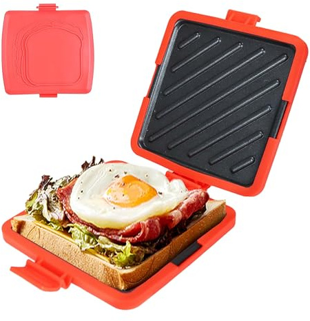 Microwave Toastie Sandwich Maker, 3-in-1 Toastie Panini Press with Dishwasher Safe Design No Electricity Needed Fast Cooking for Travel Friendly/Office/Home