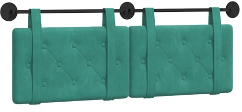 vidaXL Hängendes Kopfteil Türkis Samt, Moderner rechteckiger Wand-Headboard aus Samt, bezogen mit Bändern, Knopfsteppung für entspannende Schlafzimmer-Deko