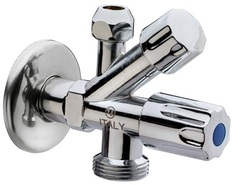 Rubinetto doppio attacco per lavatrice e lavastoviglie | Attacco 1/2 x 3/4 x 10 | Rubinetto doppio comando 2 vie | uso domestico per lavatrice e lavastoviglie | Made In Italy