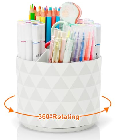 Vesavifaka Schreibtisch Organizer, 360-Grad Drehbare Stifte Organizer, Diamantartiger Stiftehalter mit 5 Fächern, Stilvolle Schreibtischaccessoires für Büro, Schule, Zuhause, Kunstbedarf