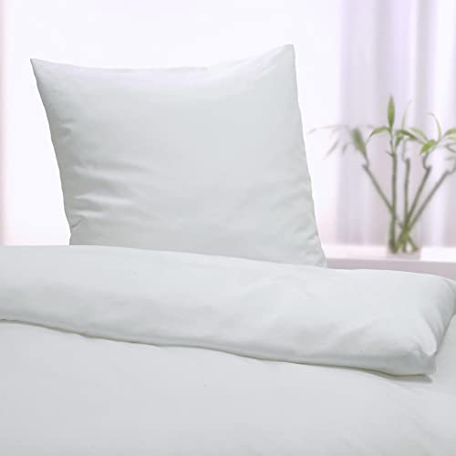 ETÉREA Mako Satin Kissenbezug 2X 40x40cm - Ganzjahresbezug - Pflegeleichter Kissenbezug Unifarben - Kopfkissenbezug 40x40cm Mako Satin - Kissenbezug mit Reißverschluss - OEKOTEX Made in Green - Weiß