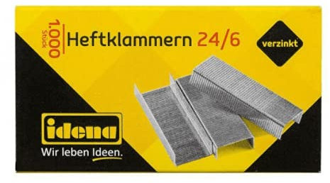 Idena Schwere Heftklammern 24/6, Silber, 6 mm, Stapler