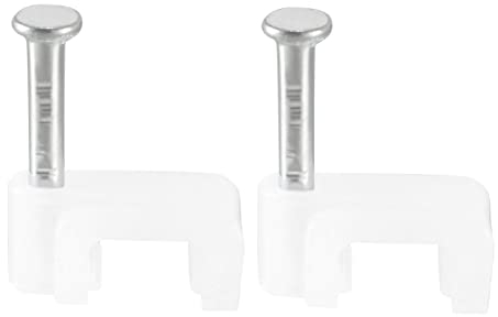 sourcing map Flat Cable Clip Nail Coaxial Tacks Wire Clips 6mm White 200pcs
