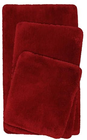 Homie Living Badteppich, Badematte kuscheliger Flauschiger weicher Flor l rutschfest und Waschbar Porto Azzurro (55 x 65 cm, Rot)