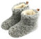 Moro-Design Hausschuhe Hüttenschuhe Lammfell Schafwolle Schaffell Wildleder Grau Gr.35-48 (47)