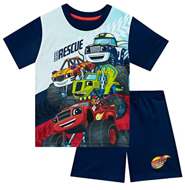 Blaze und die Monster-Maschinen Pyjamas Für Kinder | Jungen Pyjamas Monster Trucks Und Autos | Blau | 98 | Offizielle Merchandise-Artikel