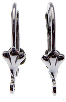 XieXie 5 Paar 925 Sterling Silber rhodiniert French Leaf Brisuren Klappbrisuren zur Schmuck Herstellung 17x10mm