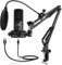 FIFINE USB Microphone Kit Condenser Studio Microphone for Computer, PC Mic with Adjustable Scissor Boom Arm Stand Shock Mount Volume Control for Gaming,Streaming,Podcast,Recording Vocal,YouTube-T669