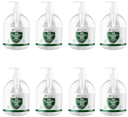 8 x 500ml Hand Sanitiser 70% Alcohol Gel Anti Bacterial Viral Eliminating Formula Gel Alcohol Anti Bacterial Formula Pack of 8