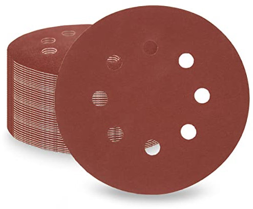 LESNIC 800 Grit Sanding Discs 50pcs, 125mm Sanding Discs 5 inches 8 Holes Fibre Backed Abrasive Discs Hook & Loop for Orbit Orbital Sanders and All Oscillating Tools