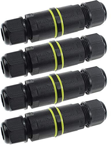 TXErfolg 4 Stück Kabelverbinder Wasserdicht IP68 3-Polig Verbindungsbox mit Gummiringe CE-Zertifizierung Elektrokabelstecker für Ø4-8 mm Kabeldurchmesser (Schwarz PA66)