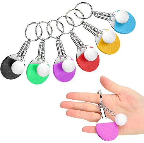 6pcs Porte-clés de Tennis de Table, Porte-clés Mini ping-Pong avec Raquette de Tennis de Table, Porte-clés de Sport pour Sacs à Dos