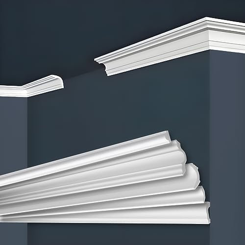 MARBET DESIGN Stuckleisten XPS Styropor weiß - Deckenleisten Deckenstuck Leisten E-Leisten - (210 Meter / 1 Packung E-42)