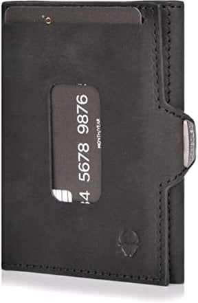 DONBOLSO Wallety XS Slim Wallet aus Echtleder - Kompaktes Kartenetui mit Münzfach und RFID Schutz - 5 Kartenfächer, Platz für Scheine und Münzen - Klein und handlich, ideal für Alltag und Reisen