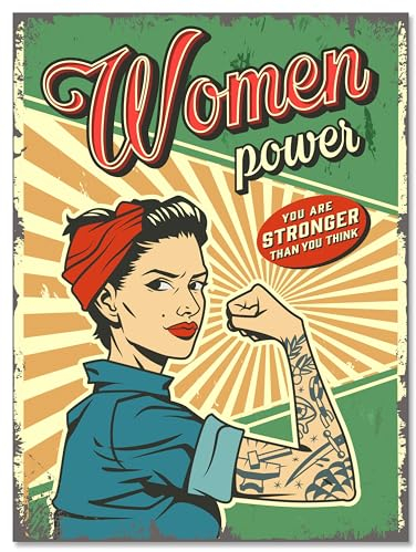 wandmotiv24 Leinwandbild Vintage, Hochformat, Frauen Power, Retro M0325