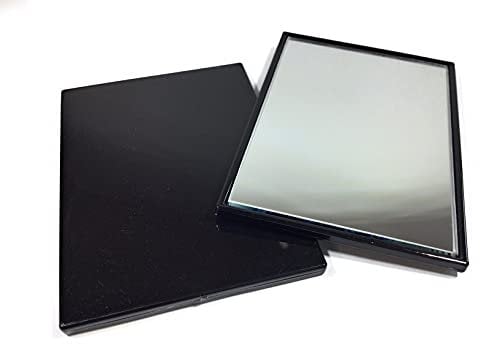 niavida Eckiger Kleiner Taschenspiegel - Handspiegel, Kunststoff-Korpus, Glas-Spiegel, Rahmenfarbe schwarz