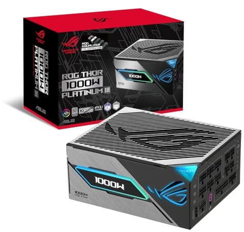 ASUS ROG Thor 1000W Platinum III Equalizer ATX Gaming Netzteil | ROG Equalizer 12V-2x6 PCIe Stromkabel, GaN-MOSFET, OLED Display, 80 PLUS & Cybenetics, ATX 3.1, PCIE 5.1, Schwarz