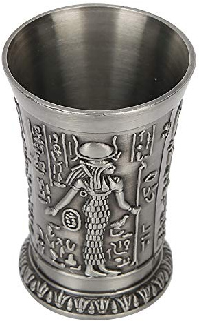 Tnfeeon Whisky Schnapsglas, Vintage Metall Handgeprägter Weinkelch Minibecher für Tequila Wodka Brandy Whisky Rum Sake(Altes Zinn)