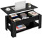 Yaheetech Table Basse avec Plateau Relevable en Bois MDF, Table de Salon Moderne avec Compartiment Caché et Porte-Revues, Une Étagère de Rangement, Bureau Chambre Salon