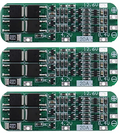 YINETTECH 3-TLG Lithium Batterie Akku Schutzplatine 3S 20A 12.6V 18650 BMS Li-Ion Ladegerät Schutzmodul (Anti-Überladung, Tiefentladung, Überstrom, Kurzschlussschutz)