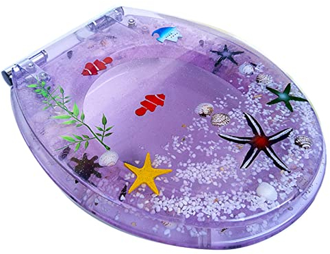 Harz Verlangsamen Den Toilettendeckel, 3D Lila Lila Heavy Duty Toilettendeckel, Edelstahl Einstellbares Scharnier Ouv. Typ, Leicht Zu Reinigen